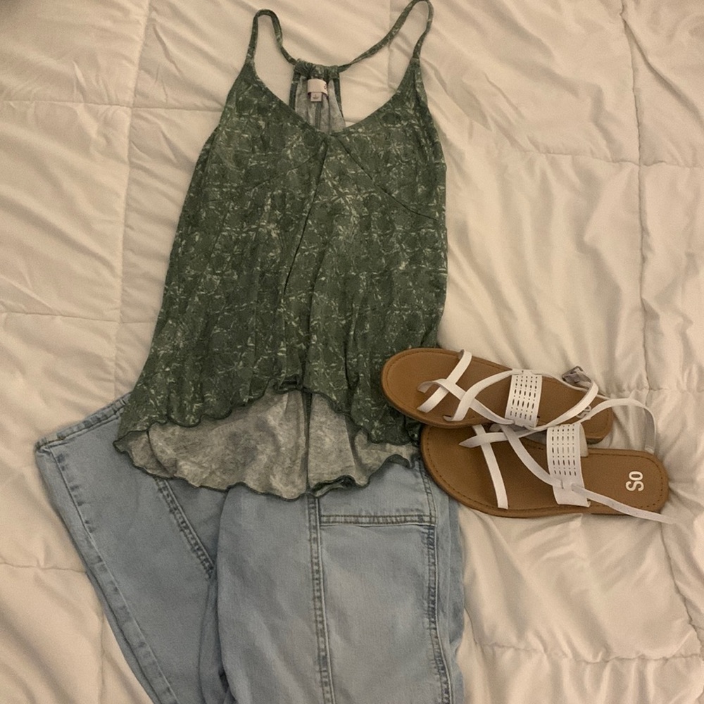 Green Tie Dye Print Top